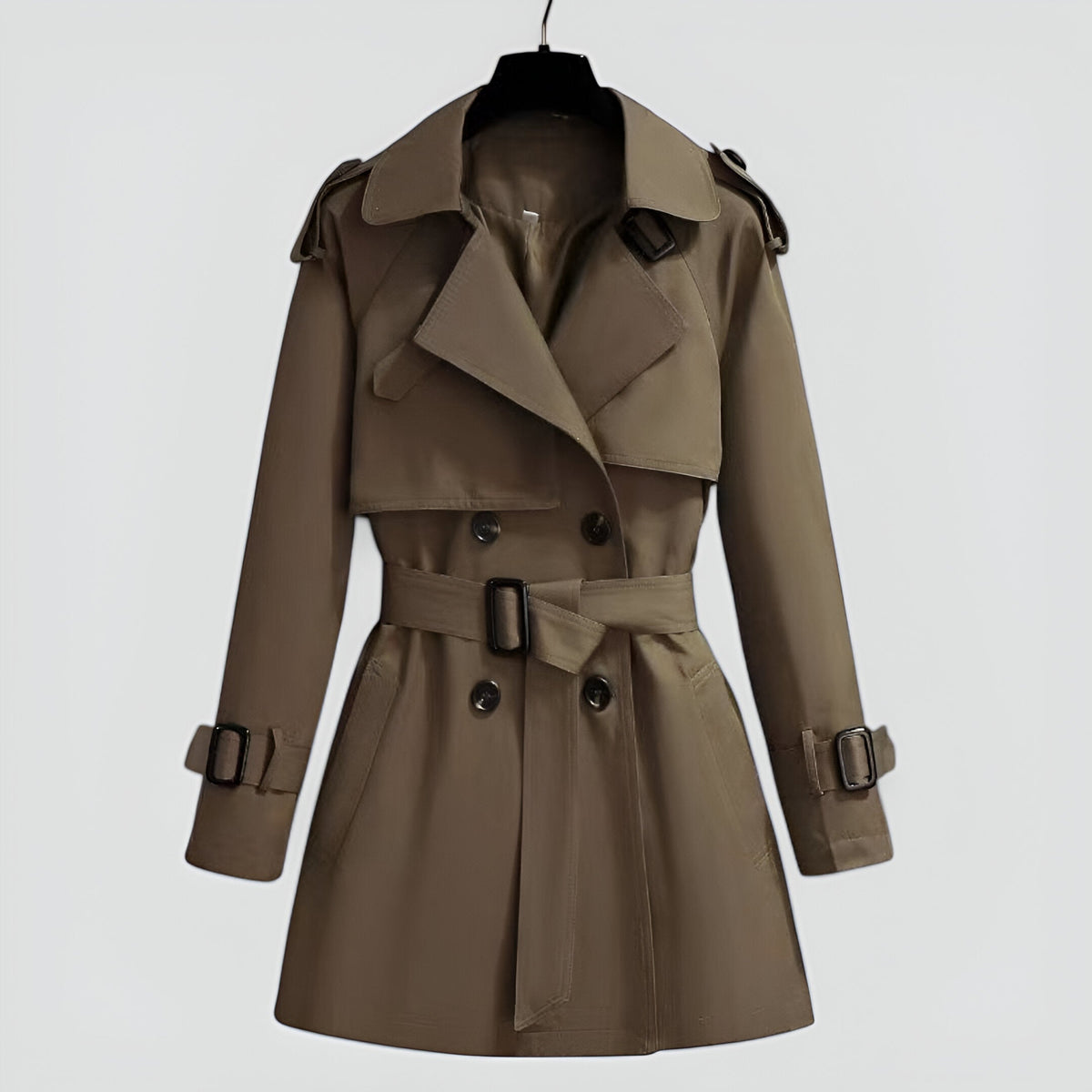 Women’s Elegant Mid-Length Trench Coat – Double-Breasted Transitional Outerwear for Spring and Autumn