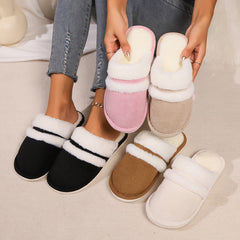 Women's Faux Fur Lined Thick-Sole Platform Clog Slippers - Beige