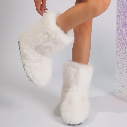 Women's Faux Fur Lined Snow Boots - Black