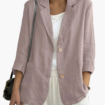 Women’s Relaxed Blazer – Two-Button Front with Roll-Up Sleeves