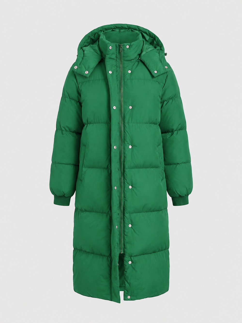 Women’s Extended-Length Hooded Puffer Coat – Insulated Winter Outerwear for Warm Everyday Coverage