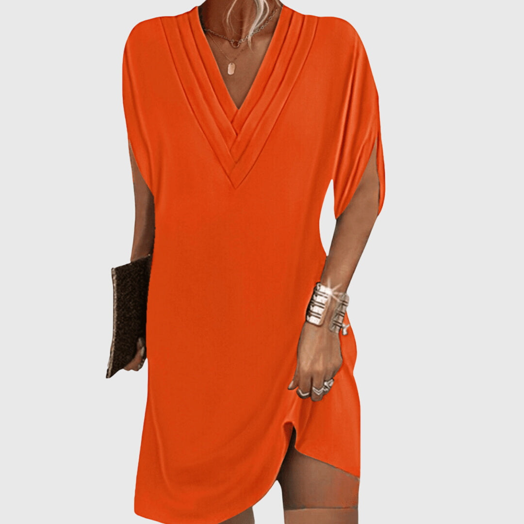 Women’s Relaxed V-Neck Mini Dress – Airy Summer Shift for Holidays and Everyday Wear
