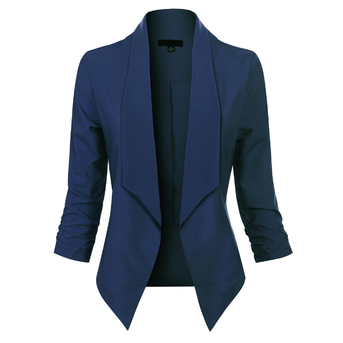 Women’s Open-Front Blazer – Ruched-Sleeve Smart Layer for Office and Occasion Wear