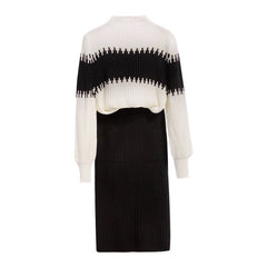 Women’s Rib-Knit Midi Skirt Co-Ord – Relaxed Long-Sleeve Pullover with Fitted High-Waist Skirt