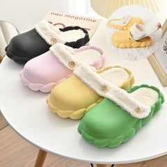Women's Faux Fur Lined Waterproof Washable Platform Clog Slippers