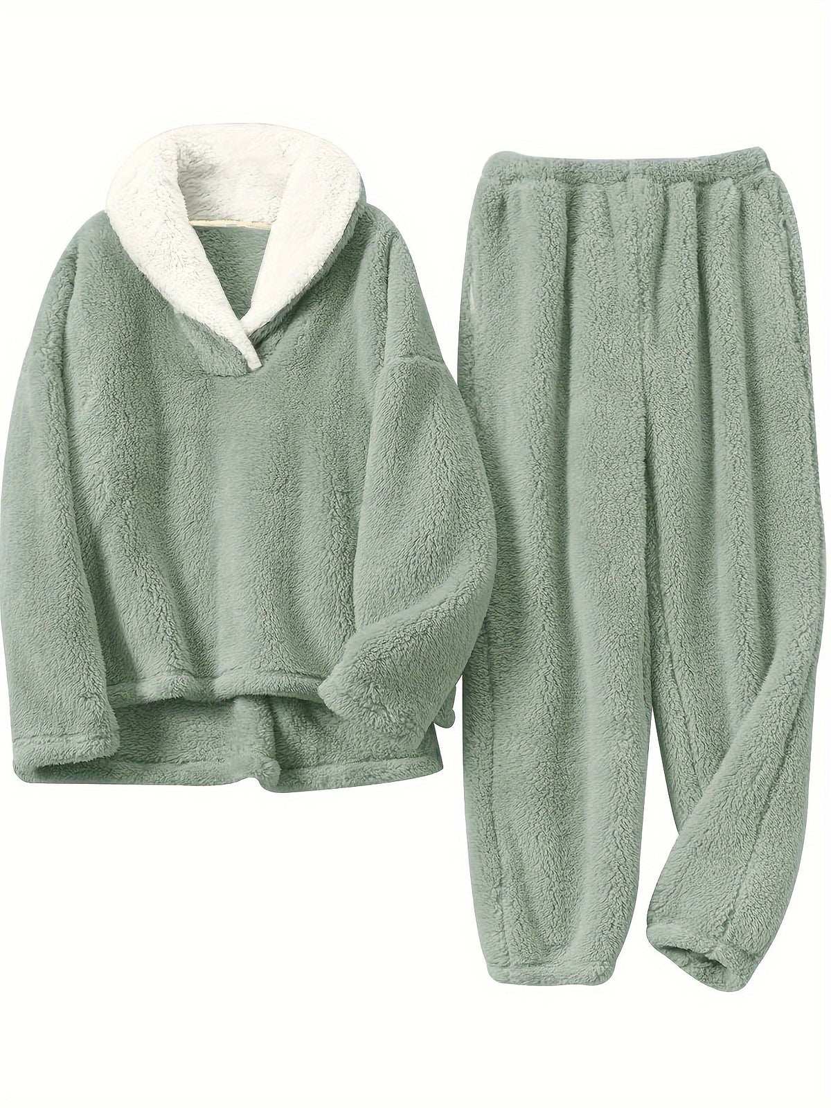 Women’s Lounge Set – Shawl Collar Top with Elasticated Waist