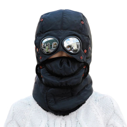 Unisex Winter Trapper Hat – Insulated Ear-Flap Cap with Detachable Face Cover and Goggles