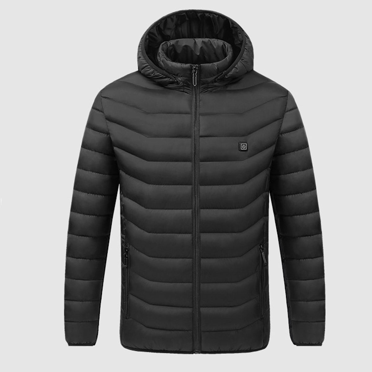 Unisex USB Heated Puffer Jacket – Hooded Quilted Winter Layer with Four Heating Zones