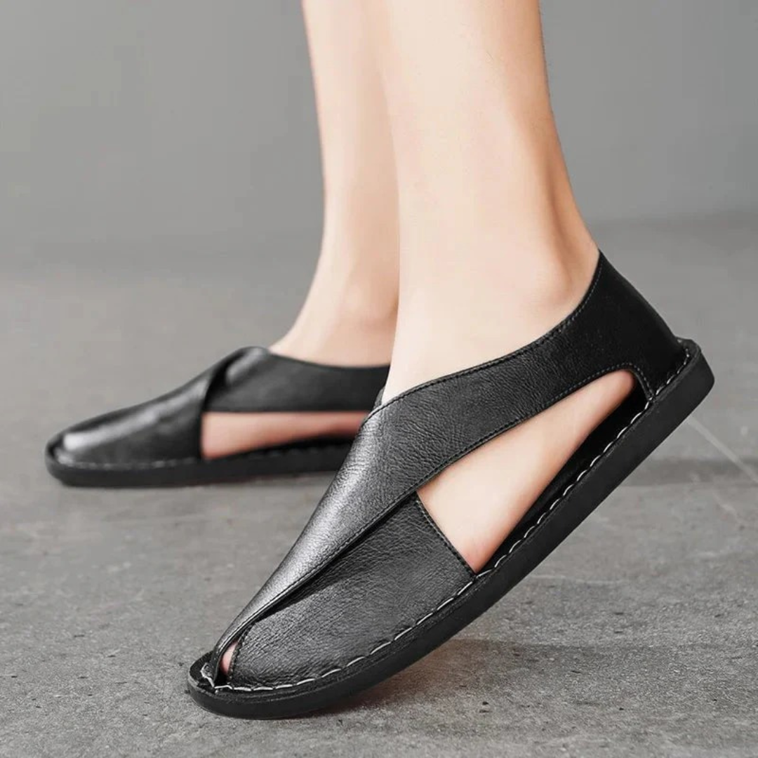 Men’s Closed-Toe Leather Sandals – Casual Summer Comfort Shoes for Everyday Wear