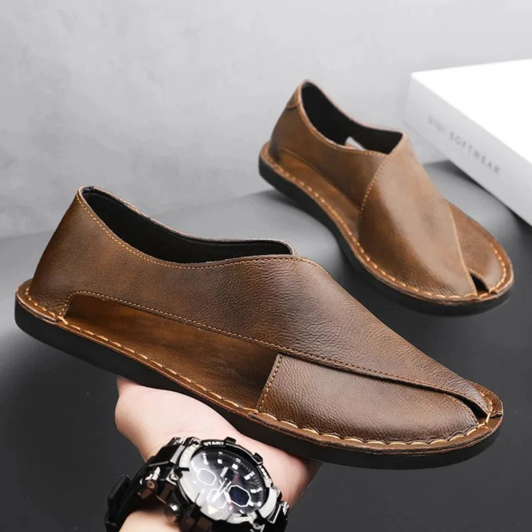 Men’s Closed-Toe Leather Sandals – Casual Summer Comfort Shoes for Everyday Wear