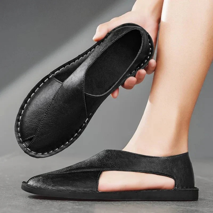 Men’s Closed-Toe Leather Sandals – Casual Summer Comfort Shoes for Everyday Wear