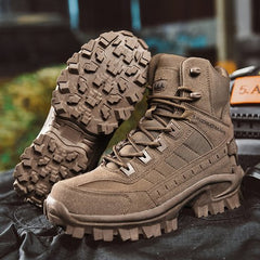 Men’s Tactical Combat Boots – High-Top Lace-Up Design with Rugged Lug Sole and Reinforced Panels
