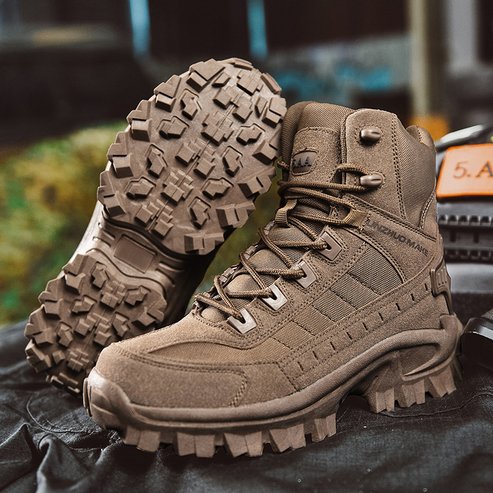Men’s Tactical Combat Boots – High-Top Lace-Up Design with Rugged Lug Sole and Reinforced Panels