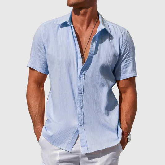 Men’s Textured Short Sleeve Shirt – Lightweight Summer Button-Up for Holidays and Casual Wear