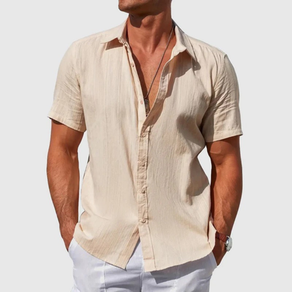 Men’s Textured Short Sleeve Shirt – Lightweight Summer Button-Up for Holidays and Casual Wear