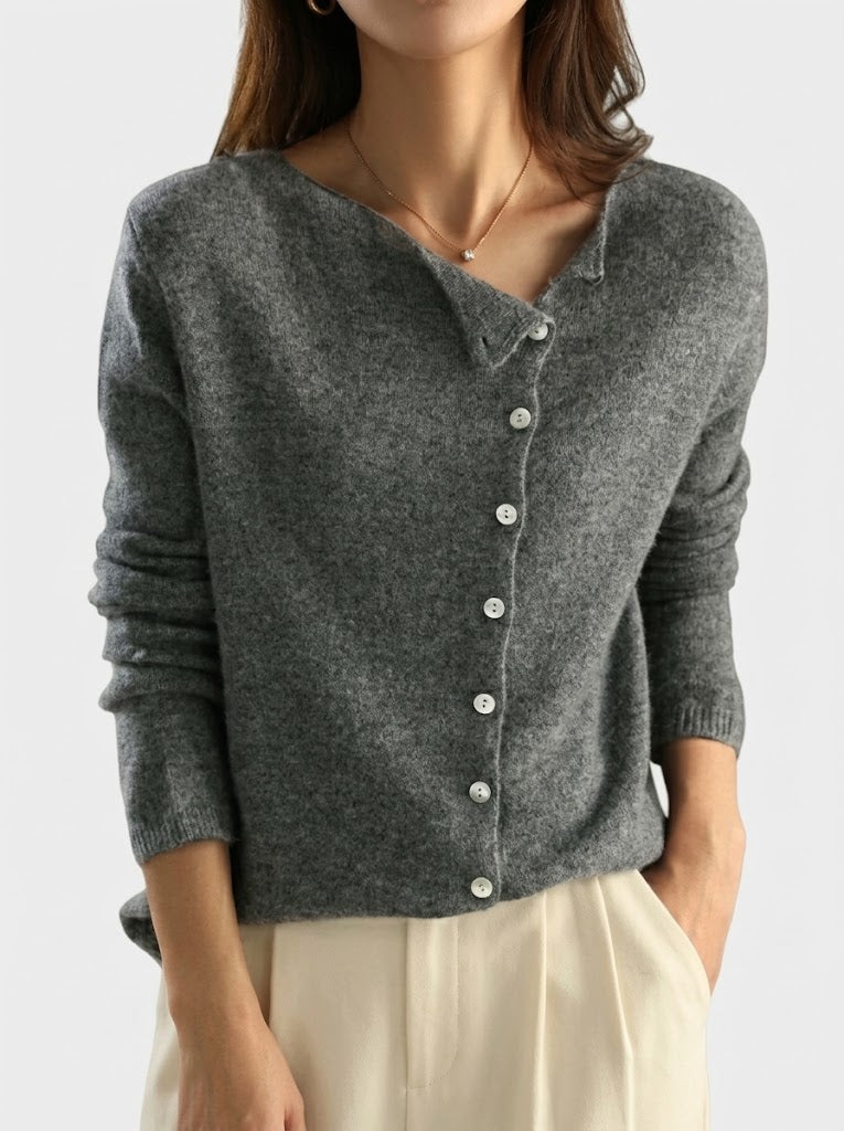 Women’s Button-Front Knit Sweater – Relaxed Long-Sleeve Layer for Autumn Wear