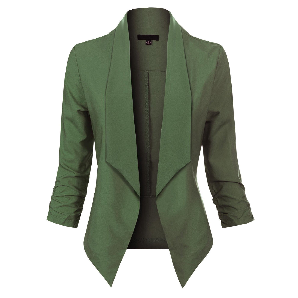 Women’s Open-Front Blazer – Ruched-Sleeve Smart Layer for Office and Occasion Wear
