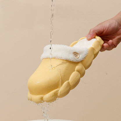 Women's Faux Fur Lined Waterproof Washable Platform Clog Slippers