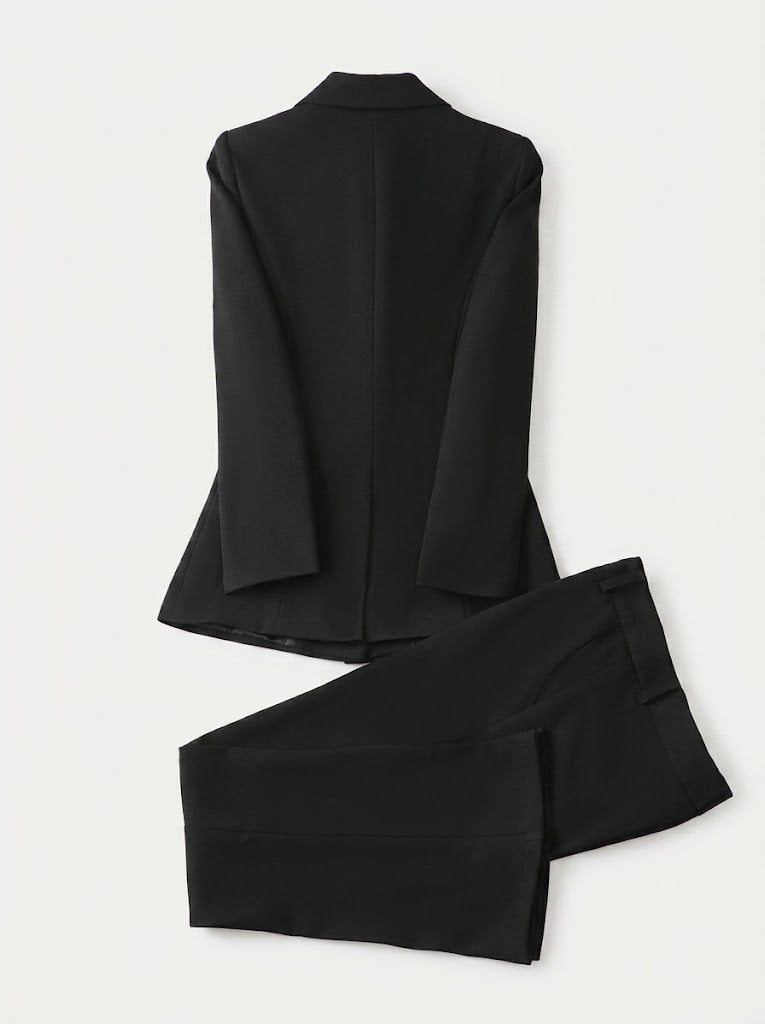 Women’s Double-Breasted Blazer and Trouser Set – Tailored Formal Outfit for Work and Events