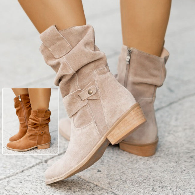 Women's Suede-Look Side Zip Knee-High Boots