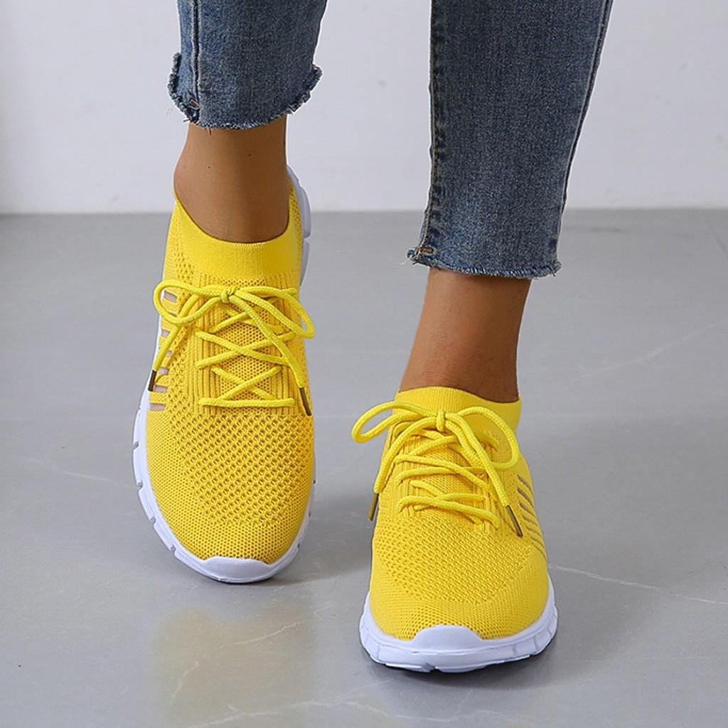 Women’s Lightweight Knit Sneakers – Breathable Lace-Up Trainers with Flexible Segmented Sole for Everyday Wear