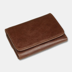 Men’s Genuine Leather RFID Trifold Wallet – Vintage Compact Card Holder with Secure Fold Closure