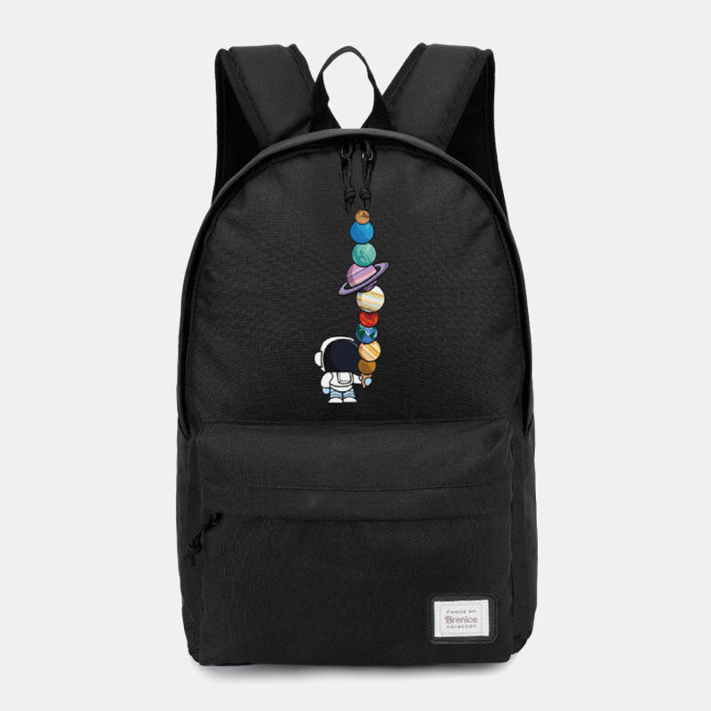 Unisex Astronaut Planet Backpack – Oxford School Bag with Front Pocket and Adjustable Shoulder Straps