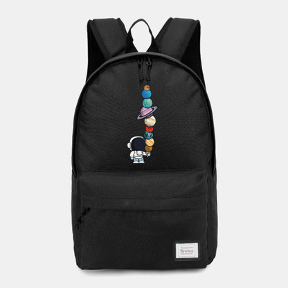 Unisex Astronaut Planet Backpack – Oxford School Bag with Front Pocket and Adjustable Shoulder Straps