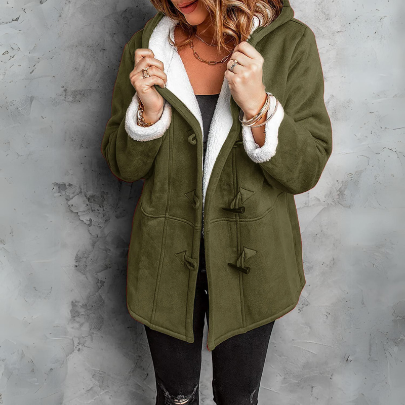 Women’s Sherpa-Lined Hooded Duffle Jacket – Warm Toggle-Front Winter Layer for Everyday Cold-Weather Wear