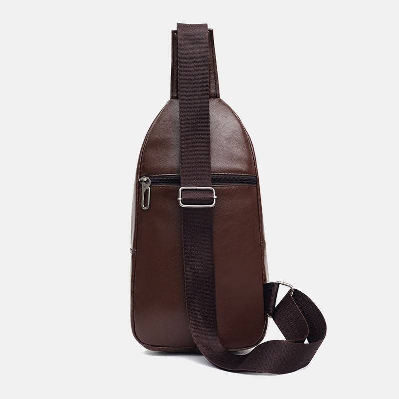 Men’s PU-Leather Sling Bag – Compact Crossbody Chest Pack with Adjustable Strap and Zip Pockets