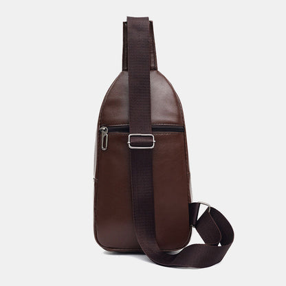 Men’s PU-Leather Sling Bag – Compact Crossbody Chest Pack with Adjustable Strap and Zip Pockets