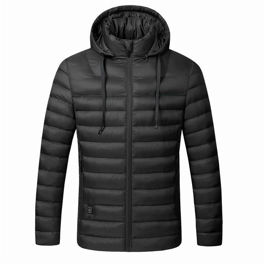 Men’s USB-Heated Hooded Puffer Jacket – Water-Resistant Insulated Winter Coat with Adjustable Heat Zones