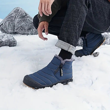 Men’s Fur-Lined Quilted Winter Boots – Warm Side-Zip Non-Slip Outdoor Shoes for Everyday Cold-Weather Wear