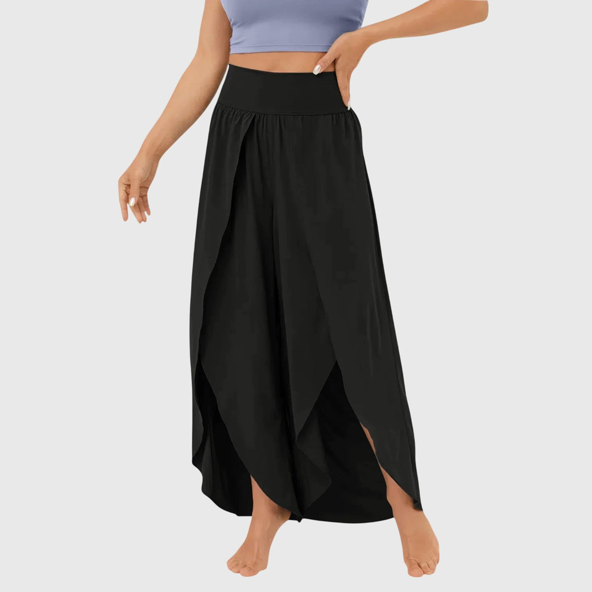 Women’s High-Waisted Wide-Leg Split Trousers – Flowing Boho Summer Style for Holidays and Beachwear