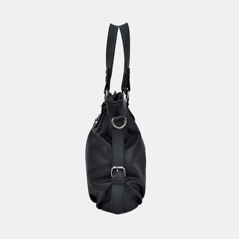 Women’s Tassel-Detail PU-Leather Tote Bag – Spacious Shoulder Handbag with Crossbody Carrying Option