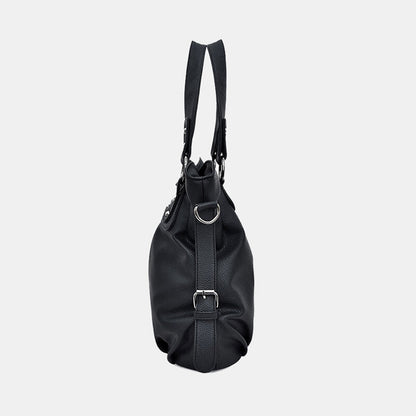 Women’s Tassel-Detail PU-Leather Tote Bag – Spacious Shoulder Handbag with Crossbody Carrying Option