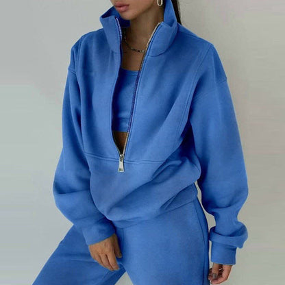 Women’s Half-Zip Sweatshirt and Jogger Set – Relaxed Two-Piece Sporty Style