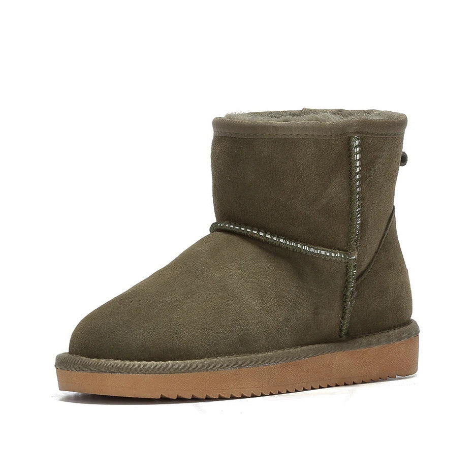 Women's Faux Fur Lined Heeled Snow Boots - Army Green