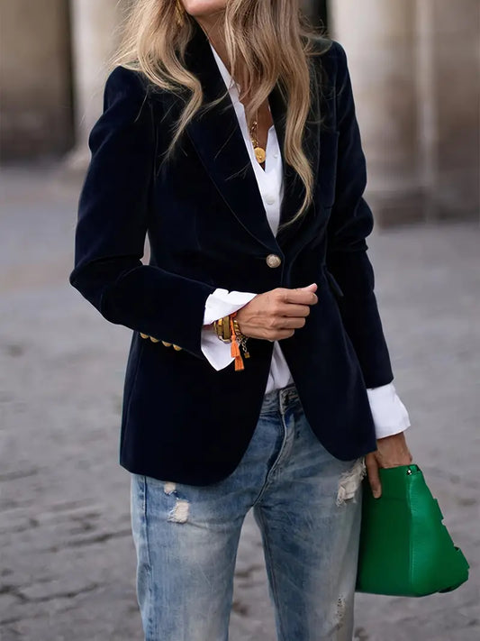 Women’s Tailored One-Button Blazer – Classic Office Jacket for Smart Casual and Occasion Wear