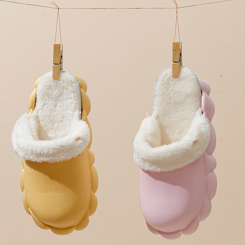 Women's Faux Fur Lined Waterproof Washable Platform Clog Slippers