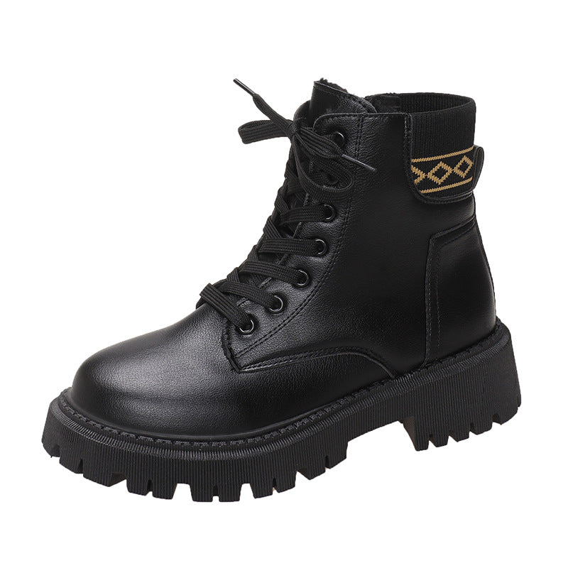 Women's Faux Fur Lined Lace-Up Chunky Chelsea Boots