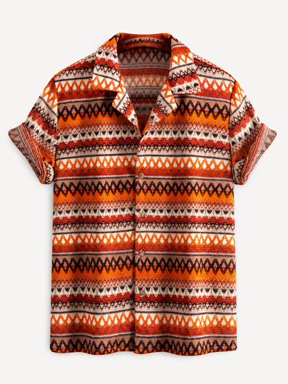 Men’s Printed Cuban Shirt and Linen Blend Trousers – Summer Holiday Co-Ord