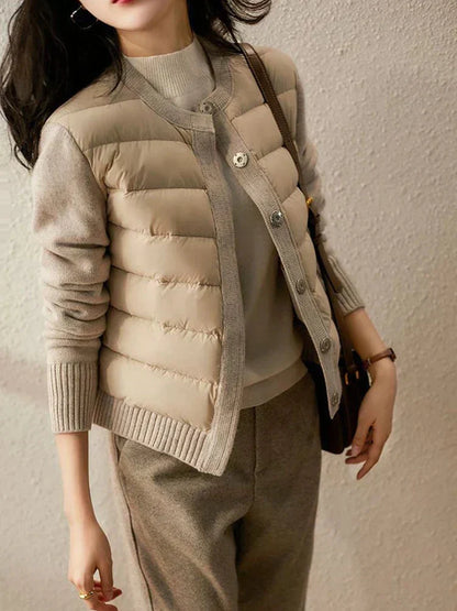 Women’s Quilted Knit Jacket – Warm Layering Cardigan for Autumn and Winter