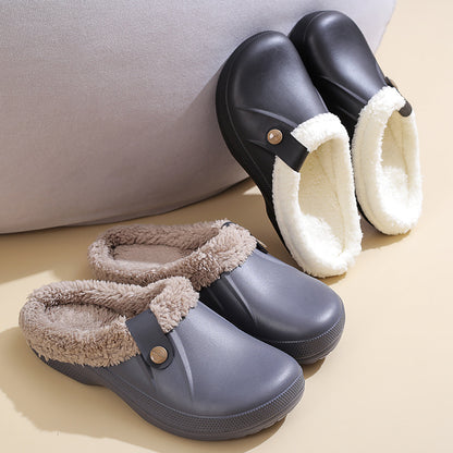 Women's Faux Fur Lined Platform Clog Slippers - Black (US 4-14)