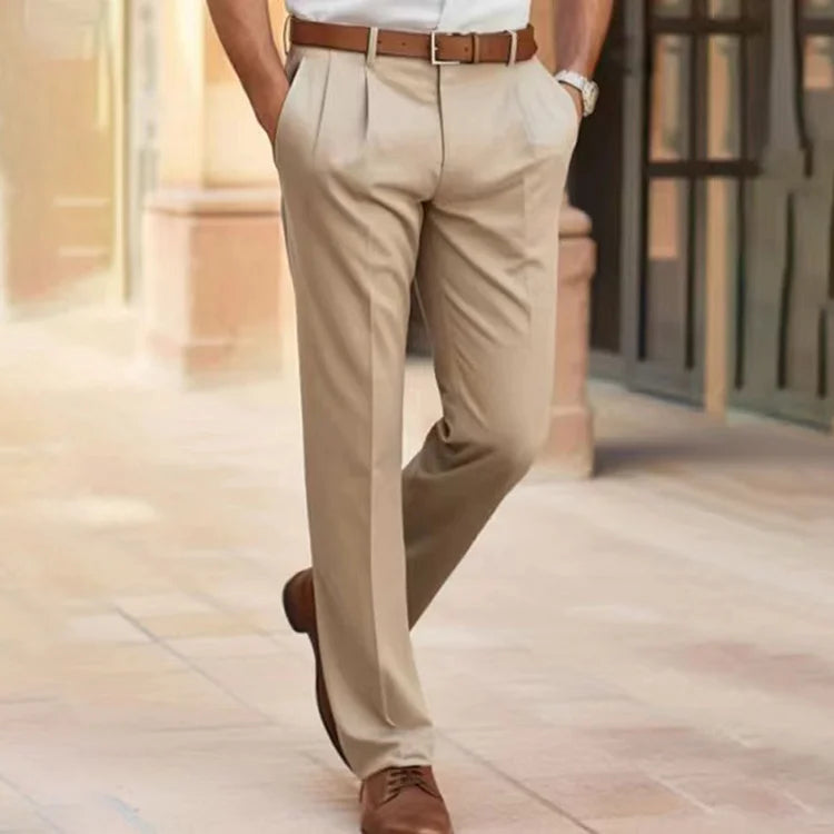 Men’s Tailored Trousers – Straight Leg with Front Pleats