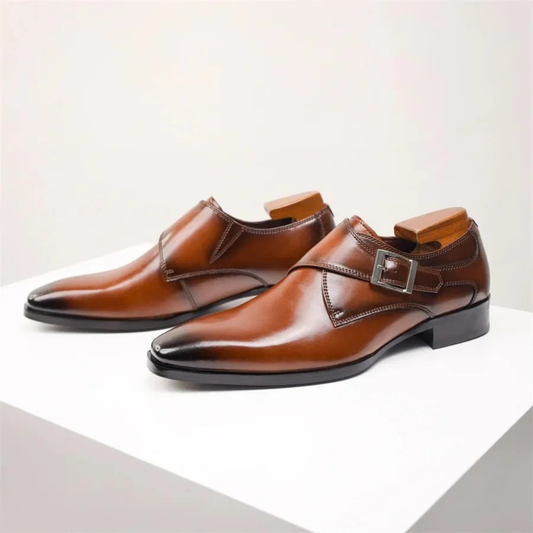 Men’s Single Monk Strap Dress Shoes – Buckled Formal Footwear for Business and Office Wear