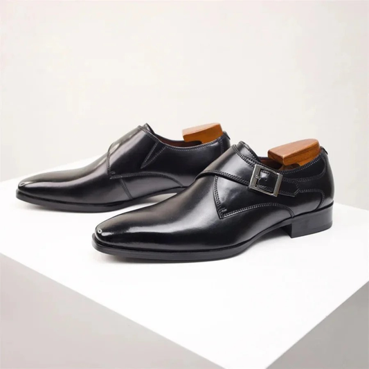 Men’s Single Monk Strap Dress Shoes – Buckled Formal Footwear for Business and Office Wear