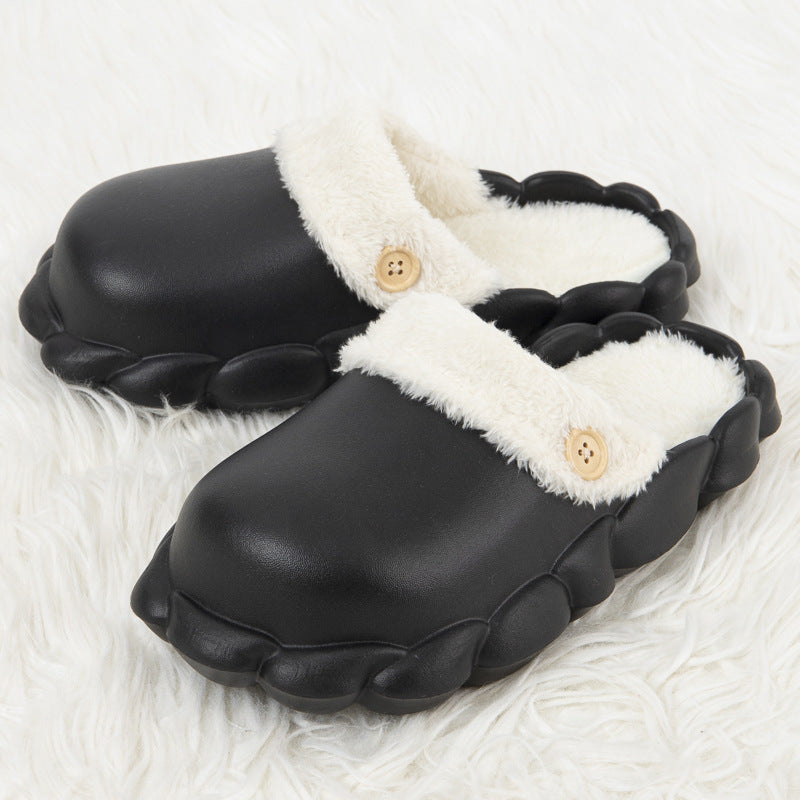 Women's Faux Fur Lined Waterproof Washable Platform Clog Slippers