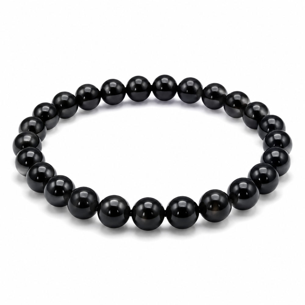 Men’s black onyx bracelet with 6 mm beads on pure white