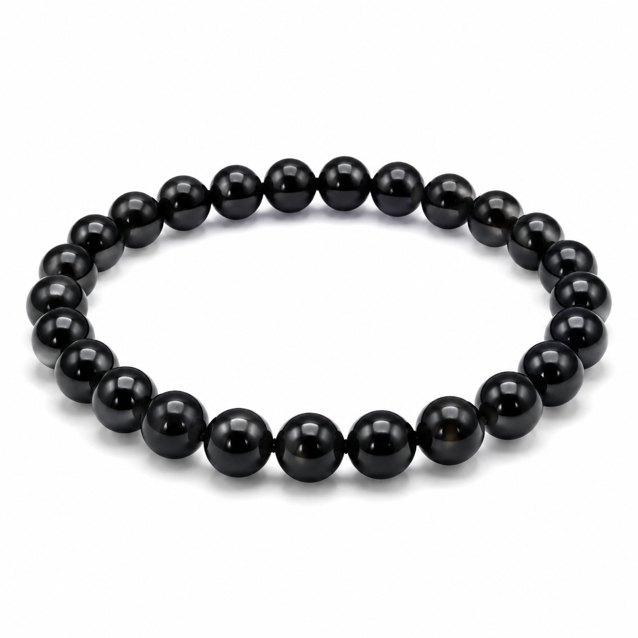 Men’s black onyx bracelet with 6 mm beads on pure white